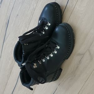 Black combat boots real leather size 38